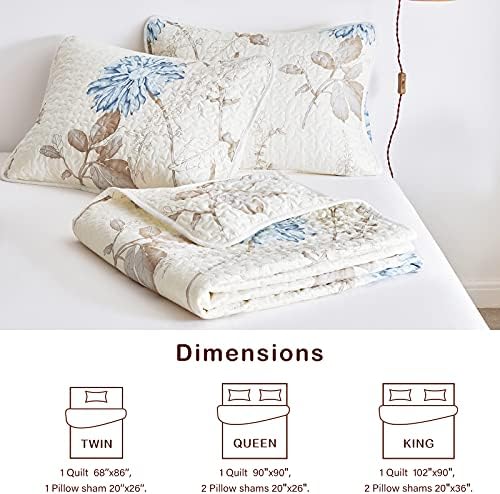 Joyreap 3-Piece Microfiber Quilt Set with Reversible Flower Design