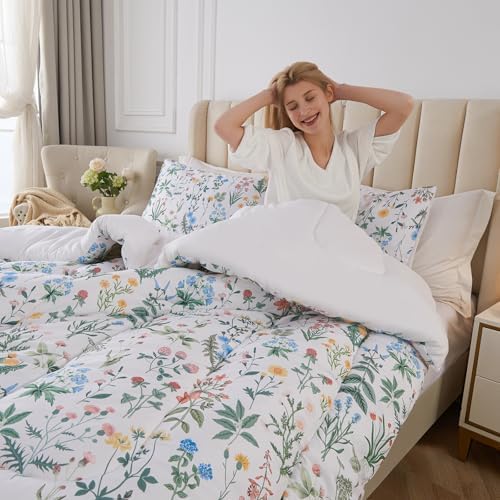 3 Piece Garden Floral Comforter Set with Pillow Cases