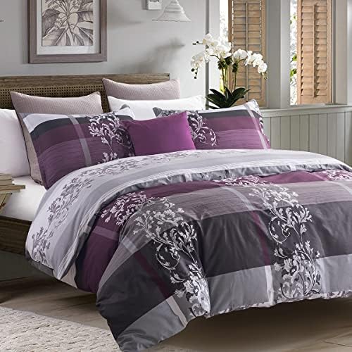 SLEEPBELLA King Size Comforter Set Grey Paisley Purple