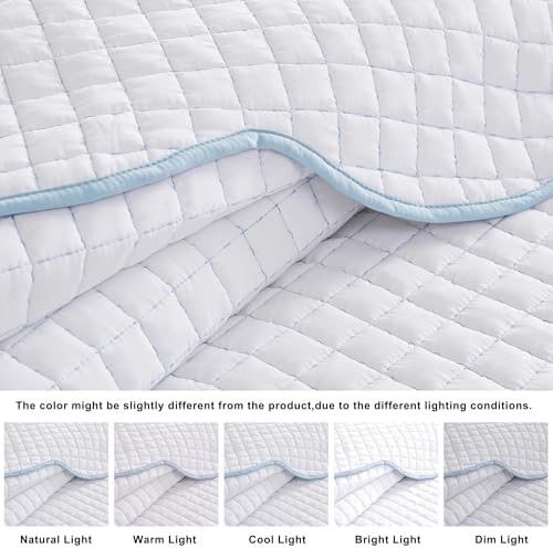 WDCOZY Blue Edge Cal King Quilt Bedding Set 1