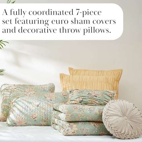 Southshore Oversized King Quilt Bedding Set 7-Pieces Sage Green