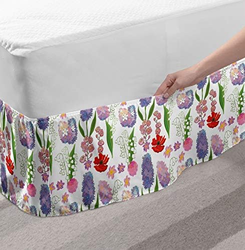 Lunarable Spring Bedskirt Fresh Blossom Floral Theme TwinTwin XL