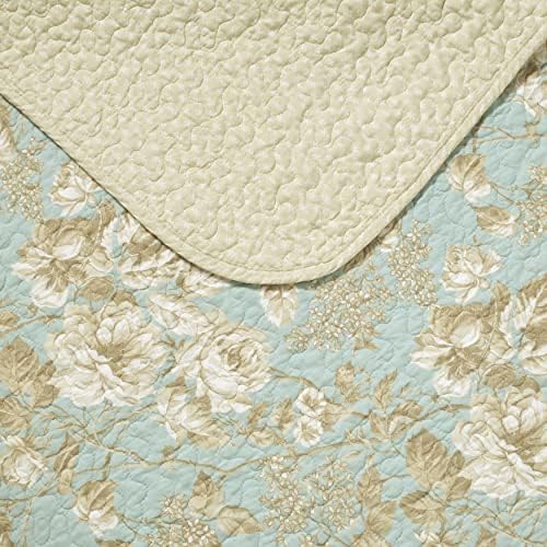 Laura Ashley King Quilt Set - Brompton Green 100 Cotton Reversible Bedding 1