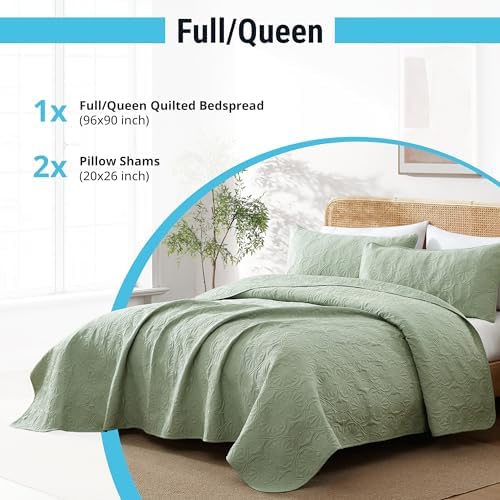 HLCME Benji 3-Piece Quilt Set Sage Green