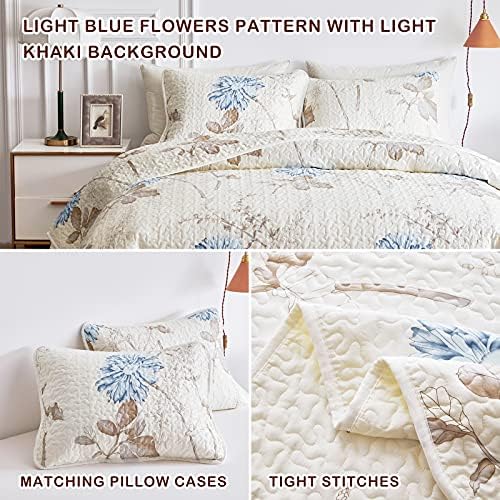 Joyreap 3-Piece Microfiber Quilt Set with Reversible Flower Design