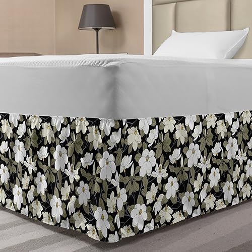 Lunarable Floral Bedskirt with Magnolia Print