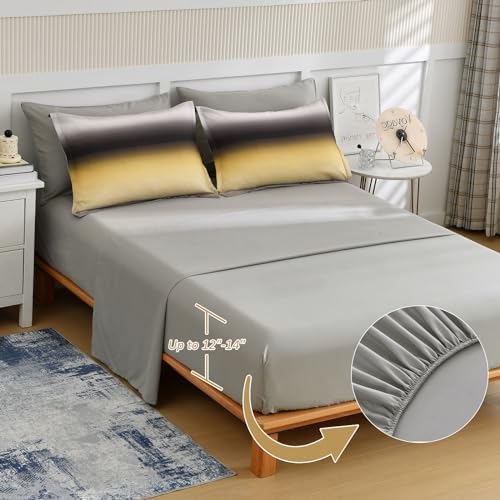 Dinjoy Boho Ombre Yellow Comforter Set 7 Piece Full Size