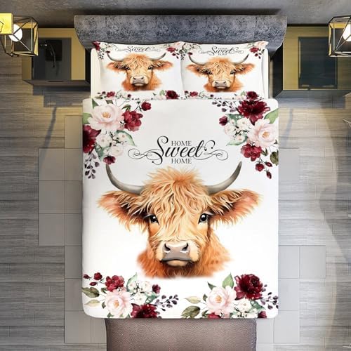 Highland Cow Comforter Set Queen Size