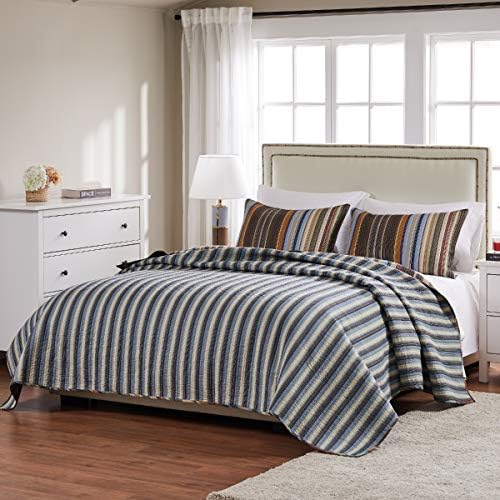Greenland Home Barefoot Bungalow Durango Quilt Set FullQueen Natural 3-Piece
