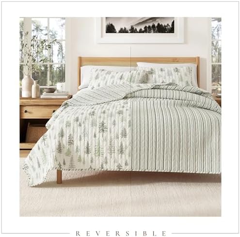 Great Bay Home 2-Piece Reversible Forest Cabin Bedspread Set