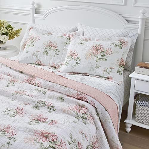 Laura Ashley Queen Quilt Set Honeysuckle Pink