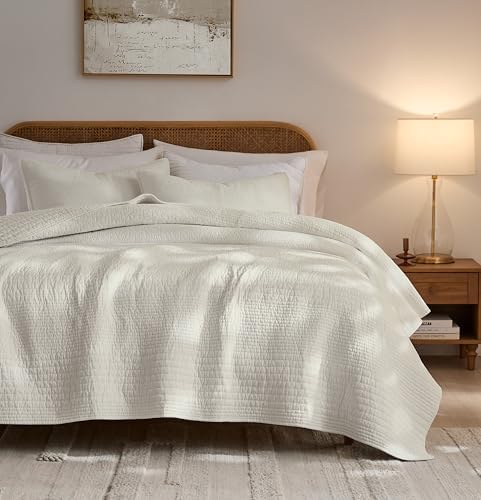 Palassio Striped Beige Cotton Quilt Cal King Set