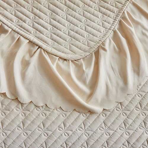 Ruffled Quilt Bedding Set California King 3PC Shabby Chic