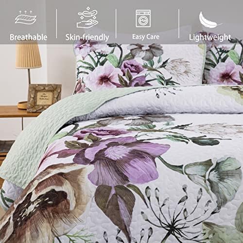Drucon Floral Quilt Set Queen 3 Piece