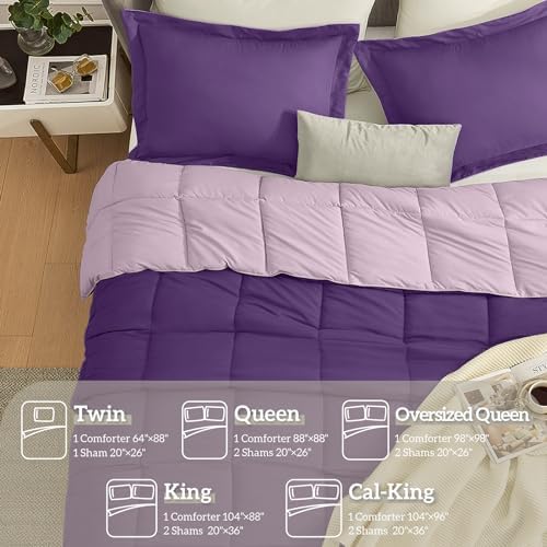 Homelike Moment California King Comforter Set Purple