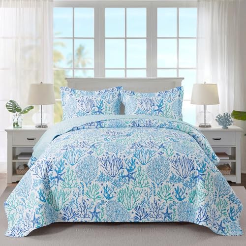 Travan Beach Quilt King Size Ultra Soft Fade Resistant Coastal Design