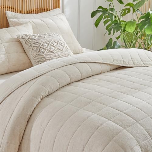 WARMDERN Linen Cotton Quilt Set King Size