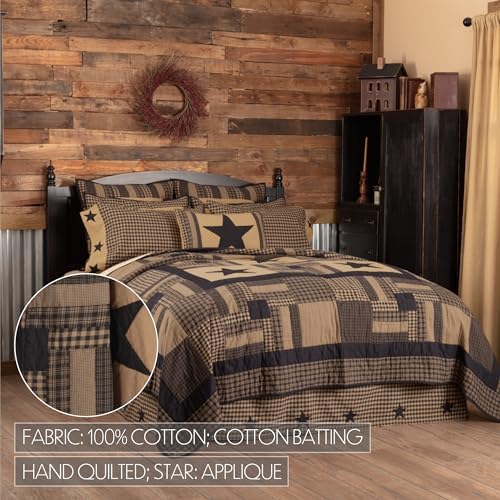 VHC Brands Black Check Star Quilt Set 5 Piece