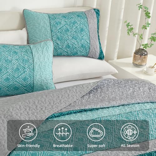 Cottolester Teal Quilt Set Full Size