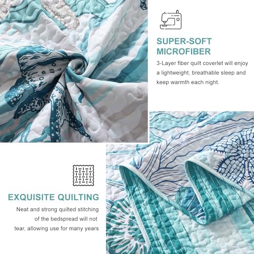 Coastal Quilts King Size 3 Piece Bedding Set