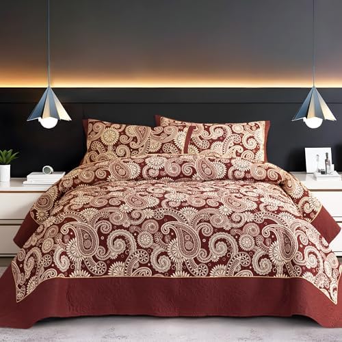 Sophia William Terracotta Cal King Patchwork Quilt Set
