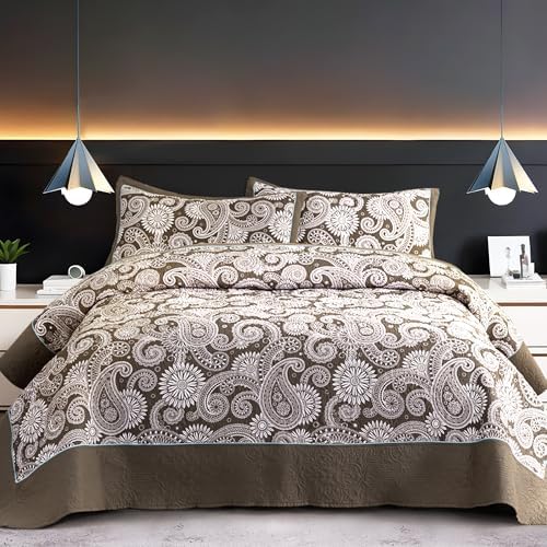 Sophia William Khaki Patchwork Quilt Set