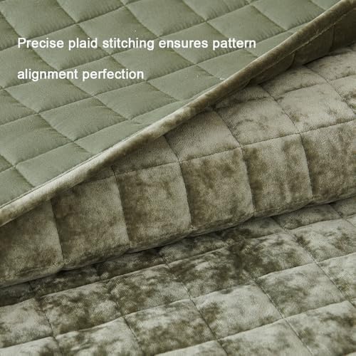 LR Rocaloca Velvet Quilt Set Army Green California King