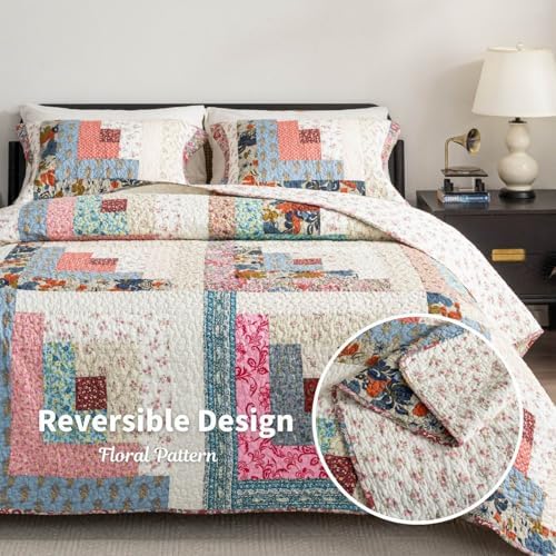 Meadow Park Cotton Patchwork Quilt Set Queen
