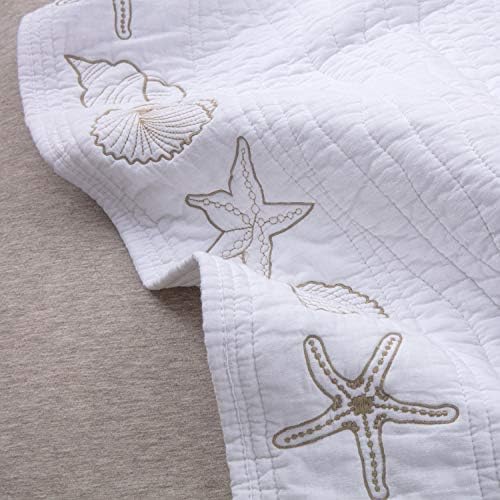 Greenland Home Coastal Seashell Embroidered Bed Skirt Full Size