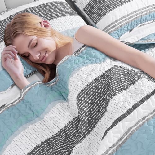 Siyaluens King Size Quilt Set - Sage Green 106x96