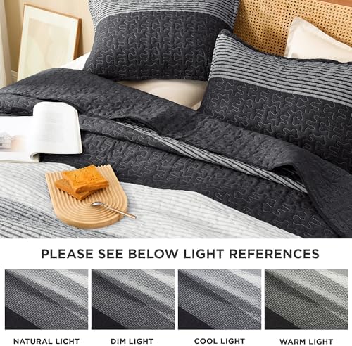 Litanika California King Quilt Set Stripe Design