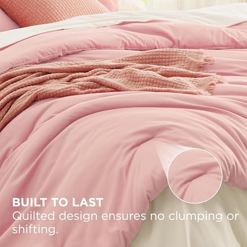 Bedsure 7-Piece Pink Comforter Set for All Seasons