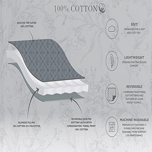 Laura Ashley Home Queen Quilt Set with Shams Cotton Reversible Bedding