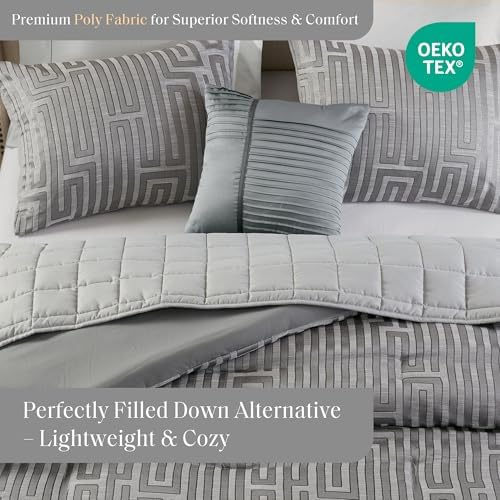 Madison Park Cal King Jacquard Comforter Set Grey 5 Piece