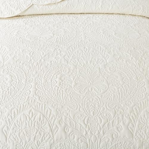 HoneiLife King Quilt Set - 3-Piece Microfiber Bedding Retro Pattern All Season Use