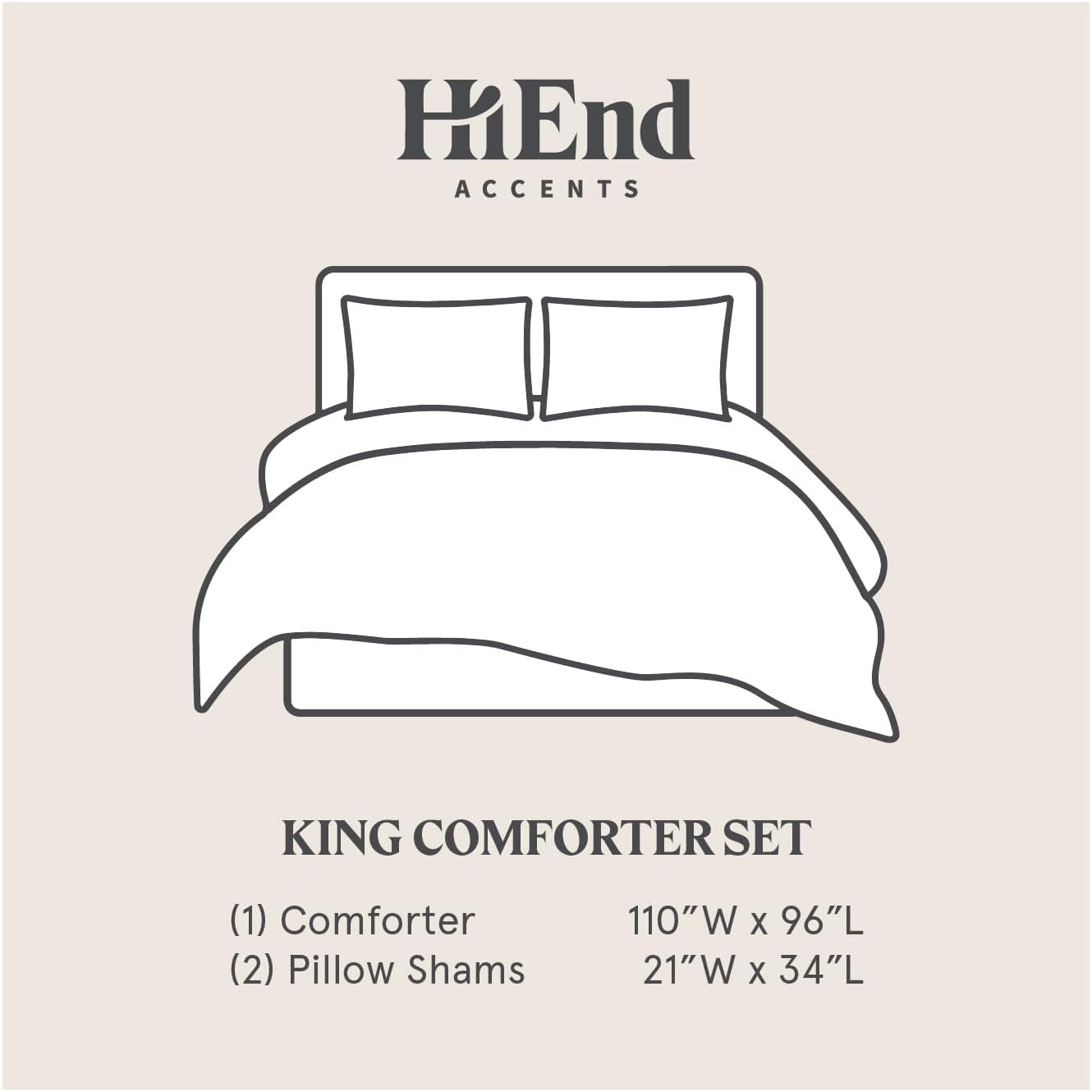 HiEnd Accents Heath 3 Piece Super King Comforter Set
