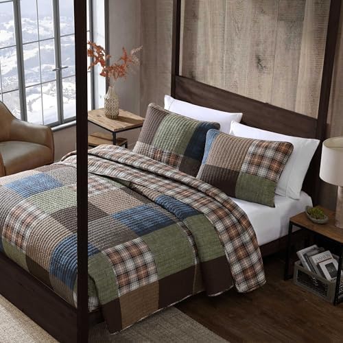 Eddie Bauer King Quilt Set - Classic Patchwork Green