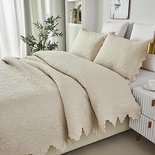 Brandream Cotton Beige Quilt Set 3-Piece