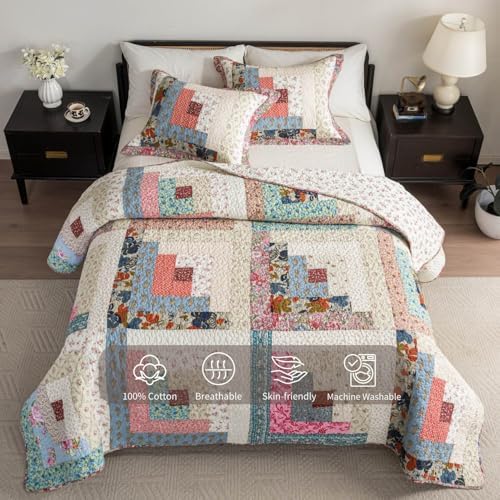 Meadow Park Cotton Patchwork Quilt Set Queen