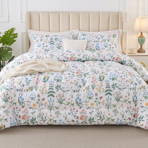 3 Piece Garden Floral Comforter Set with Pillow Cases