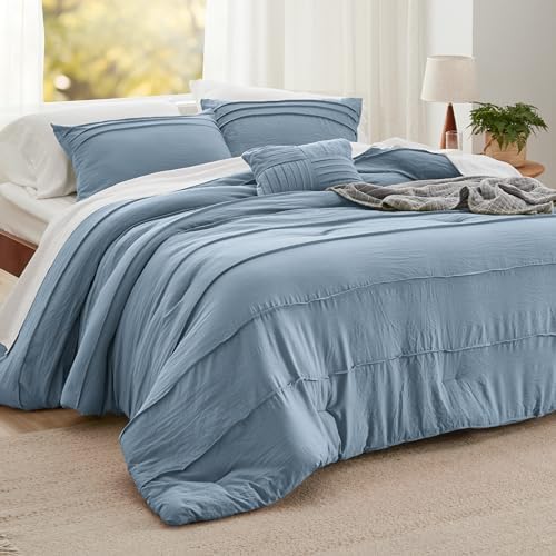 Bedsure King Comforter Set - 4 Piece Pinch Pleat Bedding