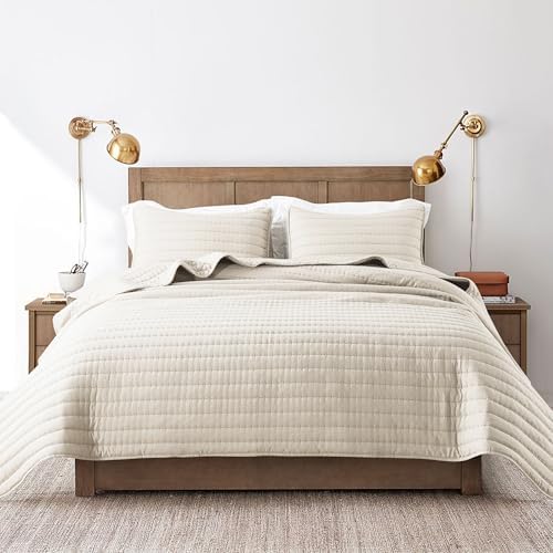 ROARINGWILD Ivory Oversized Quilt Bedding Set with 2 Shams
