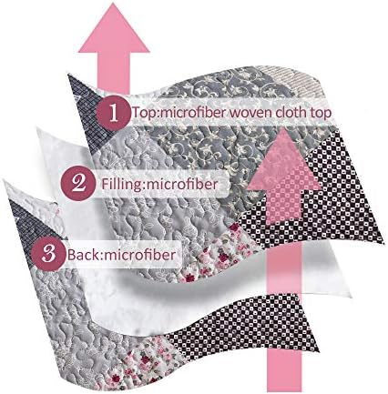 ENJOHOS Farmhouse Quilt Set King Size Grey