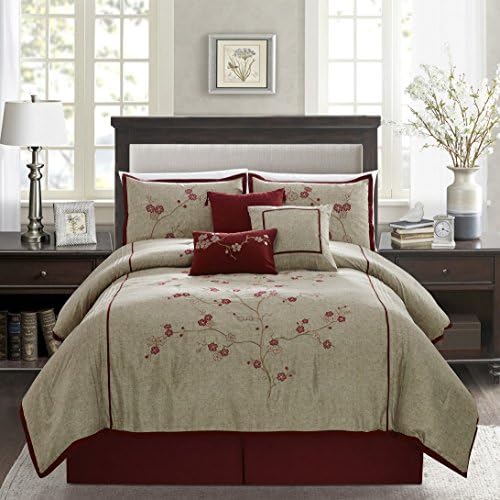 Chezmoi Miki 7-Piece Luxury Floral Comforter Set California King