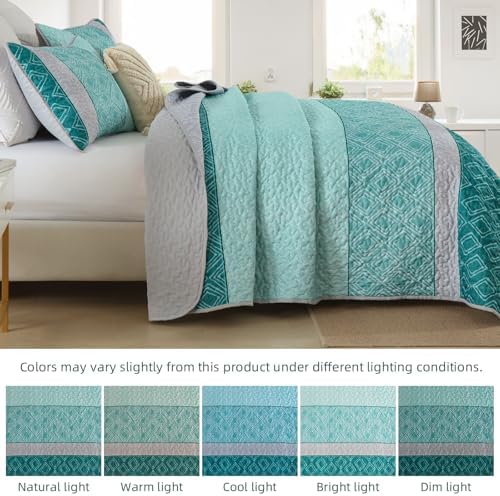 Cottolester Teal Quilt Set Full Size