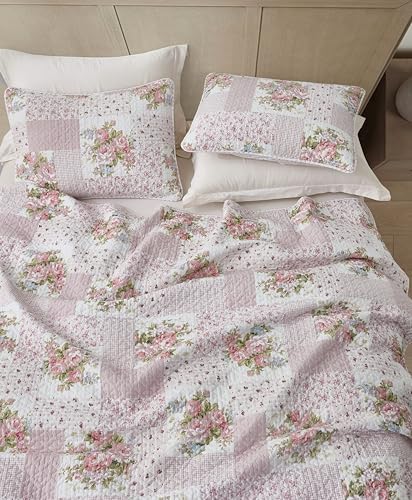 Chezmoi Collection Rosy 3-Piece Patchwork Quilt Set 1
