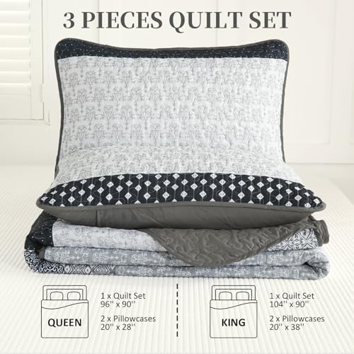 WONGS BEDDING Boho Stripe Queen Quilt Set 3 Piece
