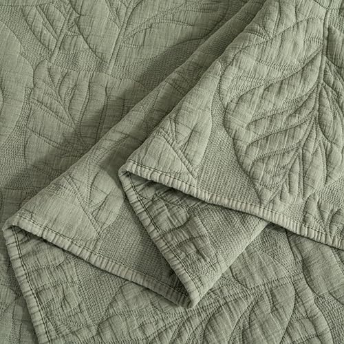 Texture Looms Cotton Quilt King Size Green Bedding Set