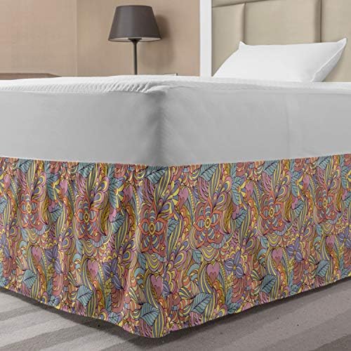 Lunarable Psychedelic Bedskirt - Multicolor Abstract Design