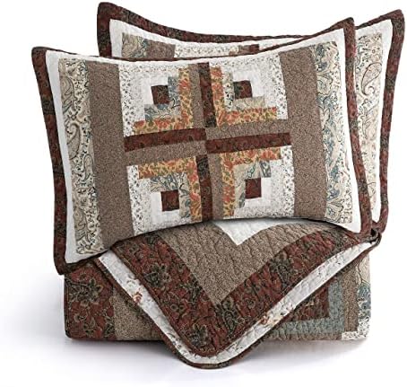 LIRISDOM King Size Quilt 3 Piece Patchwork Bedding Set